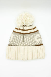 Carhartt Thick Knit Cuffed Beanie with pom-pom in Oat Milk on a plain white background