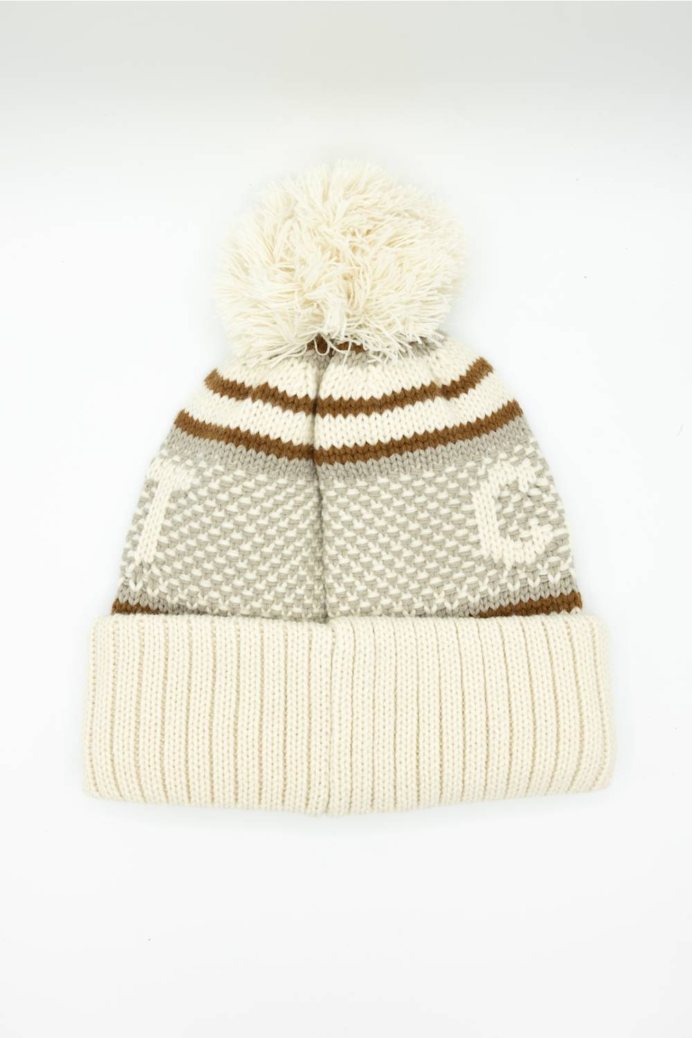 Carhartt Thick Knit Cuffed Beanie with pom-pom in Oat Milk on a plain white background