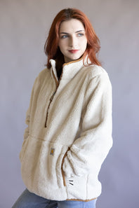 Carhartt Loose Fit Fleece Half Zip Pullover for Women in Oat Milk