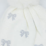 C.C. Bow Rhinestone Pom Beanie for Women in White