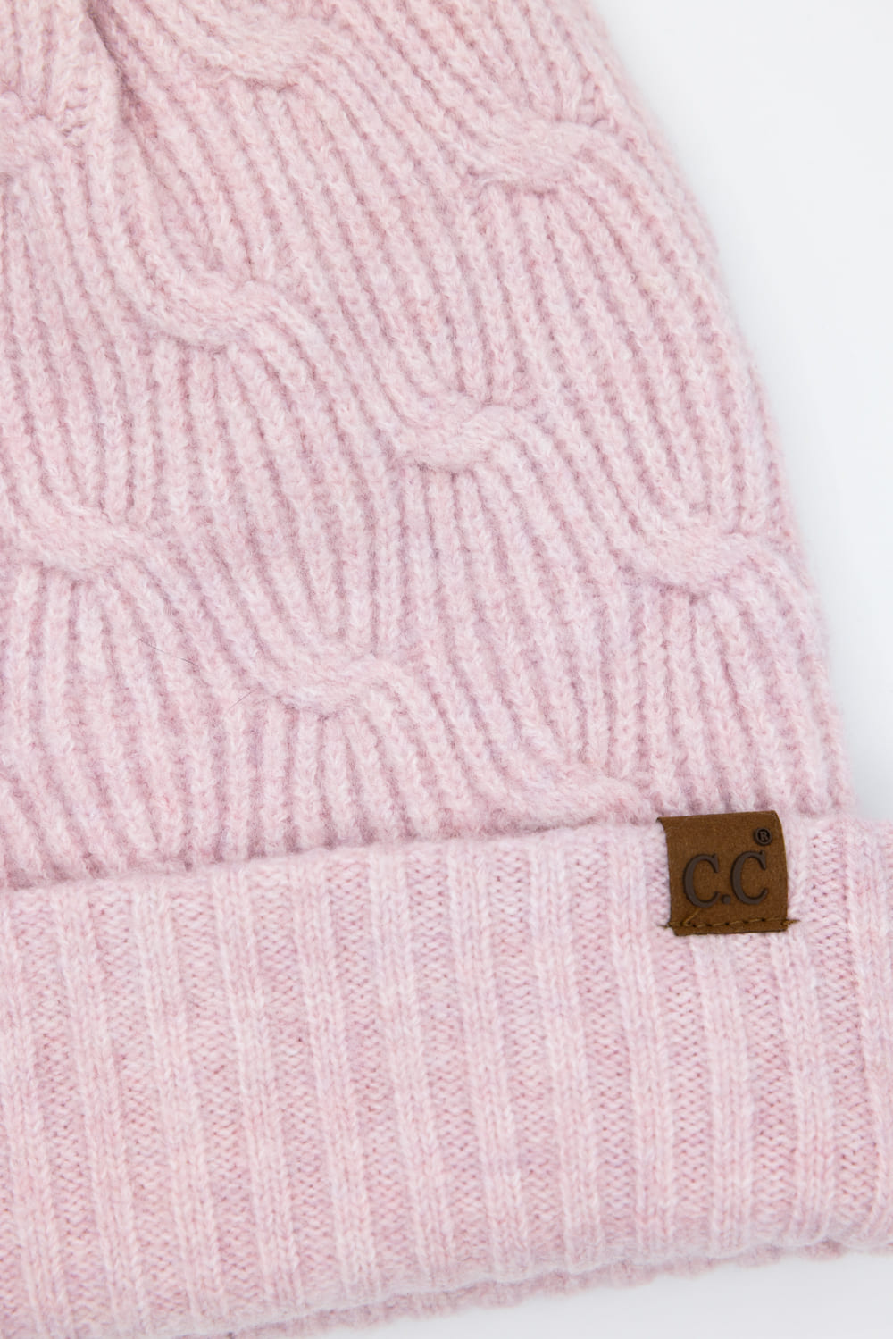 C.C. Knitted Pom Beanie for Women in Rose