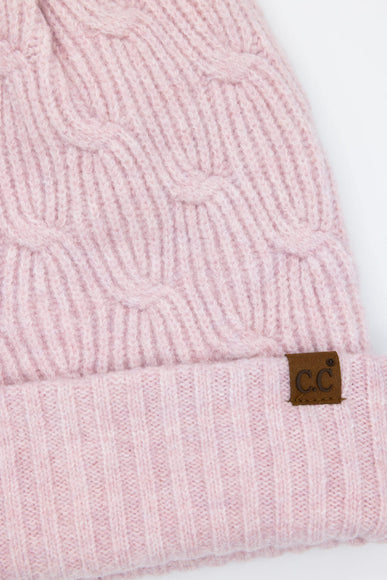 C.C. Knitted Pom Beanie for Women in Rose