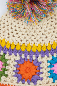 C.C. Crochet Pom Beanie for Women in Multi 