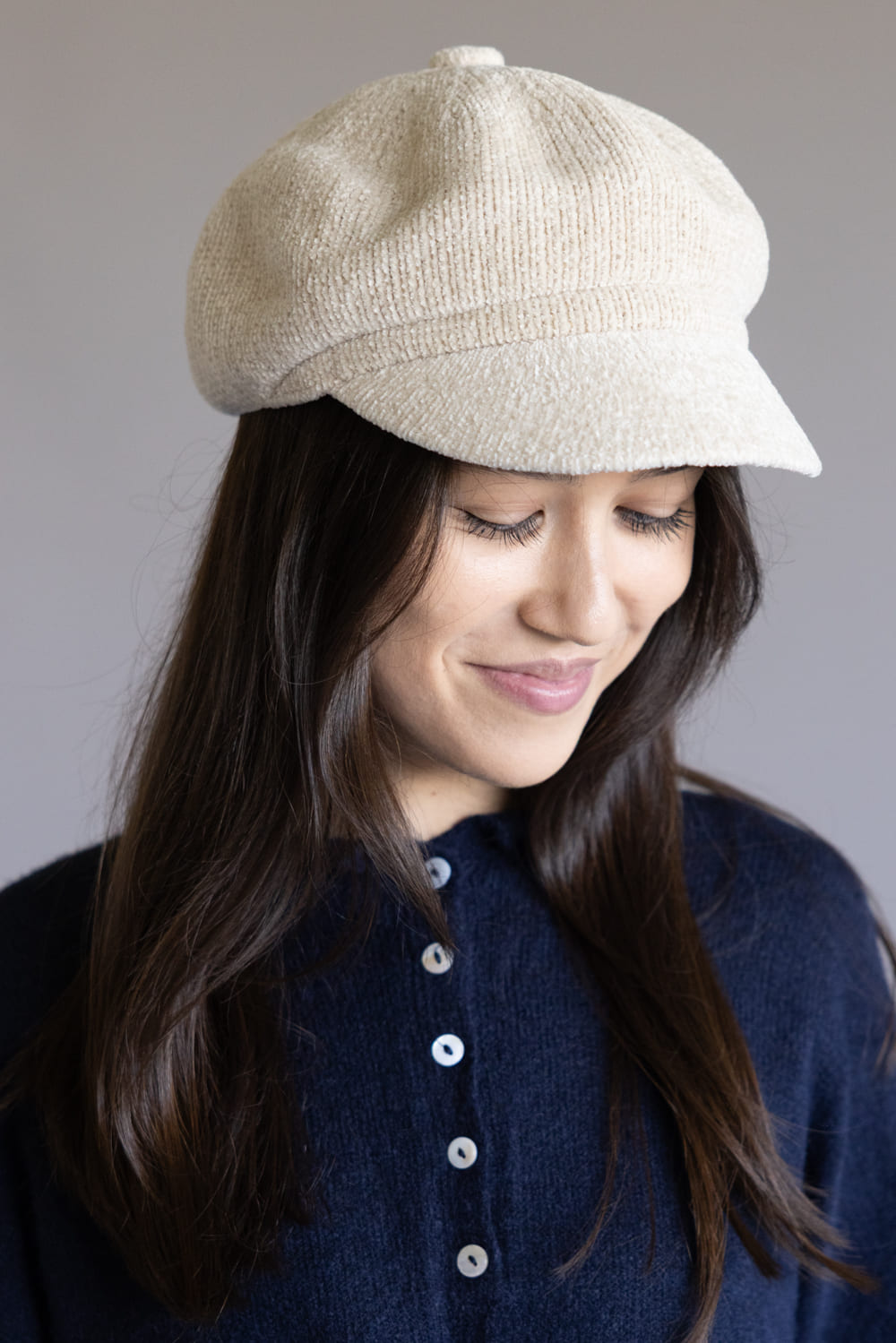 C.C. Newsboy Knitted Cap for Women in Beige
