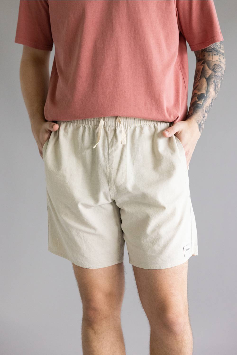  Rhythm Classic Linen Jam Shorts for Men in Sand