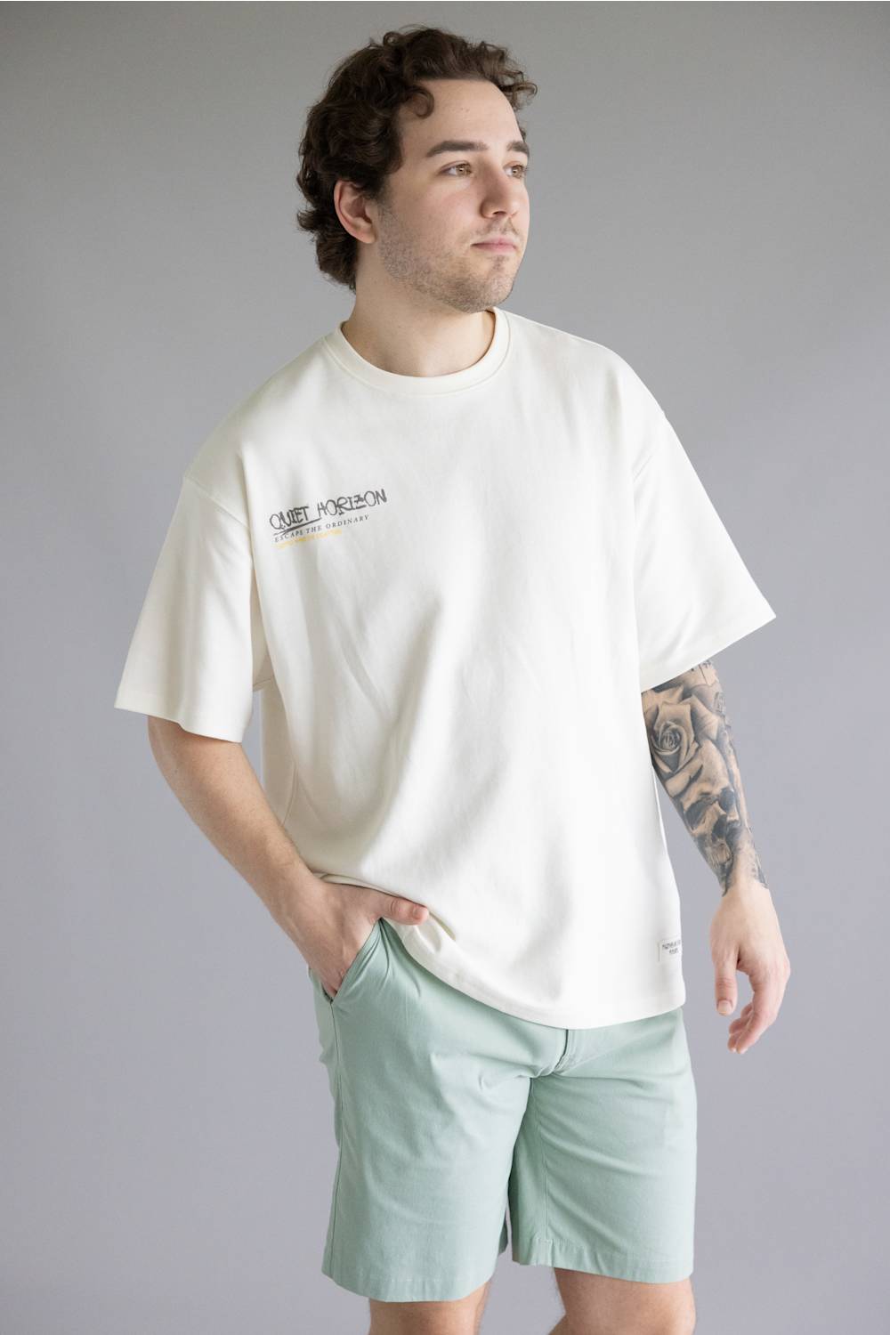Denim & Flower Tropics T-Shirt for Men in Cream | CKTS-D696 – Glik's