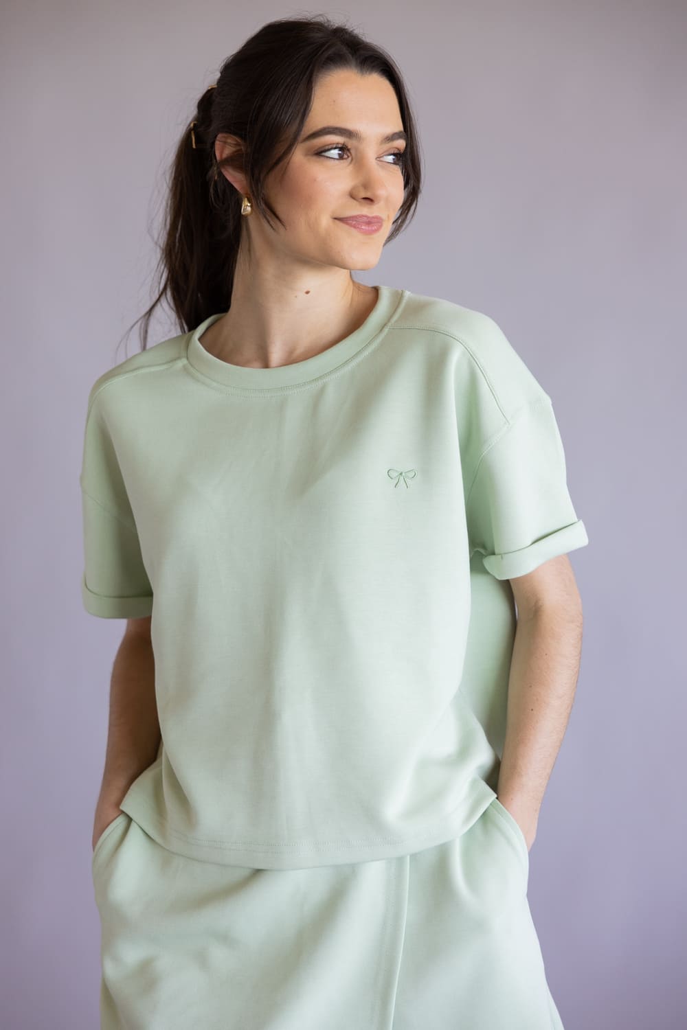 Simply Southern Cropped Lounge Top for Women in Sage