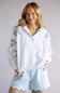 Simply Southern Crop Snap Hoodie for Women in Blue Flower