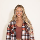 Plaid Oversized Shacket for Women in Orange