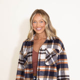 Plaid Oversized Shacket for Women in Taupe