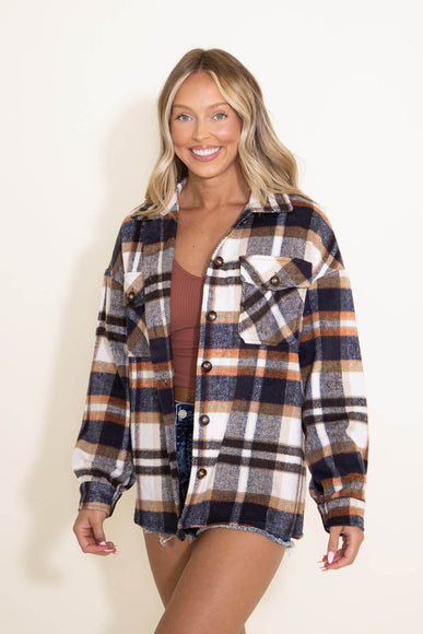 Plaid Oversized Shacket for Women in Taupe
