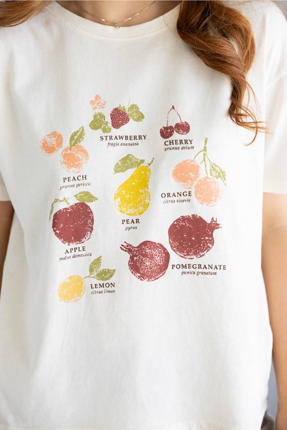 C&C California Toni Fruits Boxy Crew Tee for Women in Antique White
