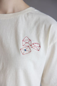 C&C California Toni Love Letters Boxy Crew Tee for Women in Antique White