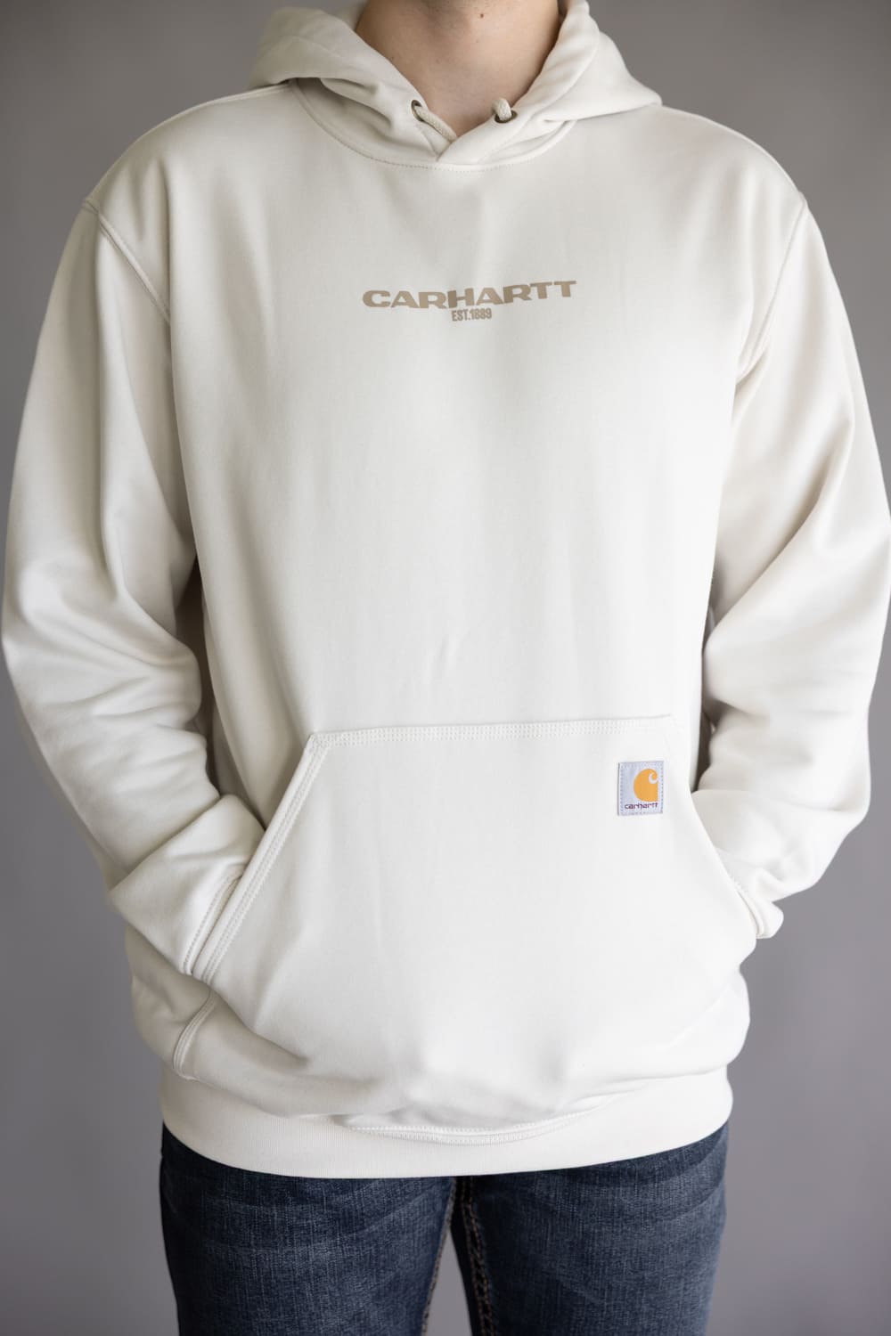 Carhartt 1889 Rain Defender Loose Fit Midweight Logo Graphic Hoodie for Men in Malt