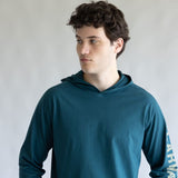 Carhartt Force Relaxed Fit Midweight Long Sleeve Logo Hooded T-Shirt for Men in Greenstone | 106654-GM1