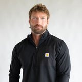 Carhartt Force Relaxed Fit Midweight Long Sleeve Quarter Zip Mock Neck T-Shirt for Men in Black