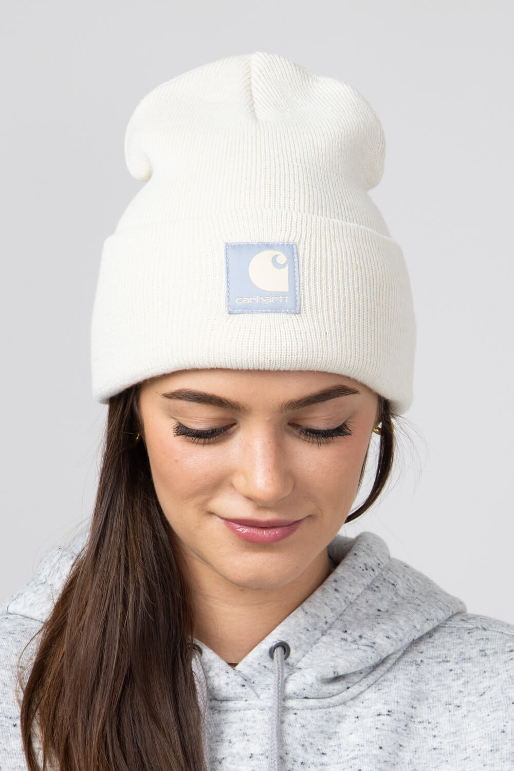 Carhartt Knit Satin Lined Beanies for Women in Oat Milk