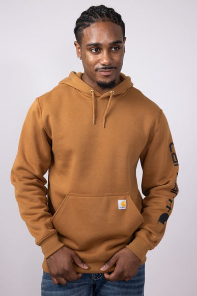 Carhartt Logo Sleeve Hoodie for Men in Brown