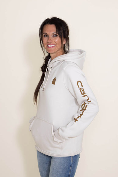 Carhartt Logo Sleeve Midweight Hoodie for Women in White