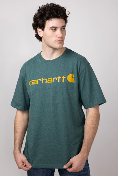 Carhartt Loose Fit Heavyweight Logo Graphic Short Sleeve T-Shirt for Men in Balsam