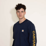 Carhartt Loose Fit Heavyweight Long Sleeve Dog Graphic T-Shirt for Men in Navy