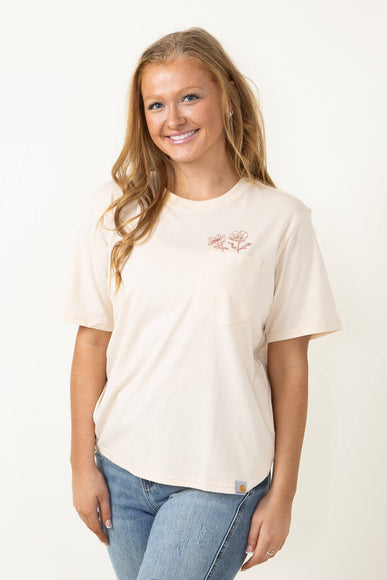 Carhartt Loose Fit Lightweight Flower Pocket T-Shirt for Women in Brown