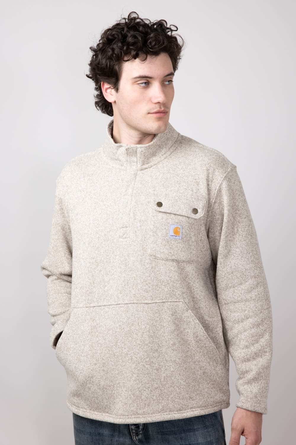 Carhartt Midweight Quarter Zip Sweatshirt for Men in Oat Milk 106378 Glik s