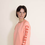 Carhartt Midweight Block Logo Crewneck for Women in Pink