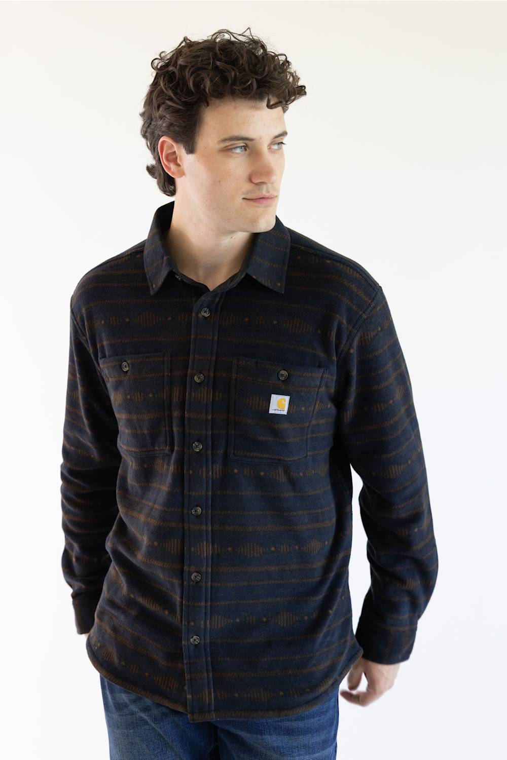 Carhartt Petoskey Loose Long Sleeve Shirt for Men in Carbon Plaid | 107829-CRH-CARBONPLAID