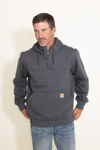 Carhartt Rain Defender Loose Fit Heavyweight 1/4 Zip Hoodie for Men in Carbon Grey