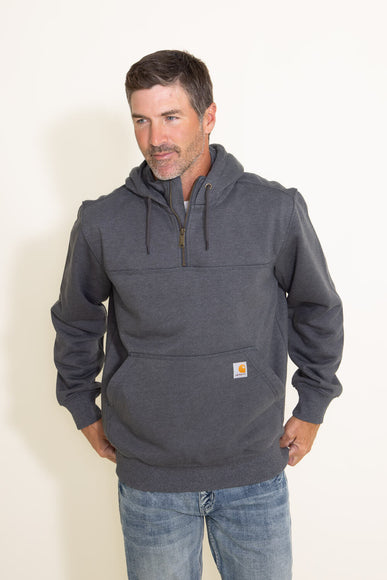 Carhartt Rain Defender Loose Fit Heavyweight 1/4 Zip Hoodie for Men in Carbon Grey