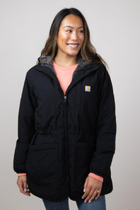 Carhartt Rain Defender Loose-Fit Lightweight Insulated Hooded Coat for Women in Black