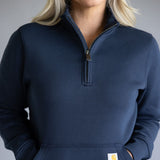 Carhartt Relaxed Fit Quarter Zip Mock Neck Sweatshirt for Women in Navy