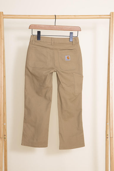 Carhartt Youth Rugged Flex Loose Fit Utility Boot-Cut Work Pants for Boys in Dark Khaki.