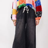 Carpenter Wide Leg Denim Pants for Women in Charcoal