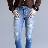 Cello Distressed Fray Ankle Cropped Skinny Jeans for Women