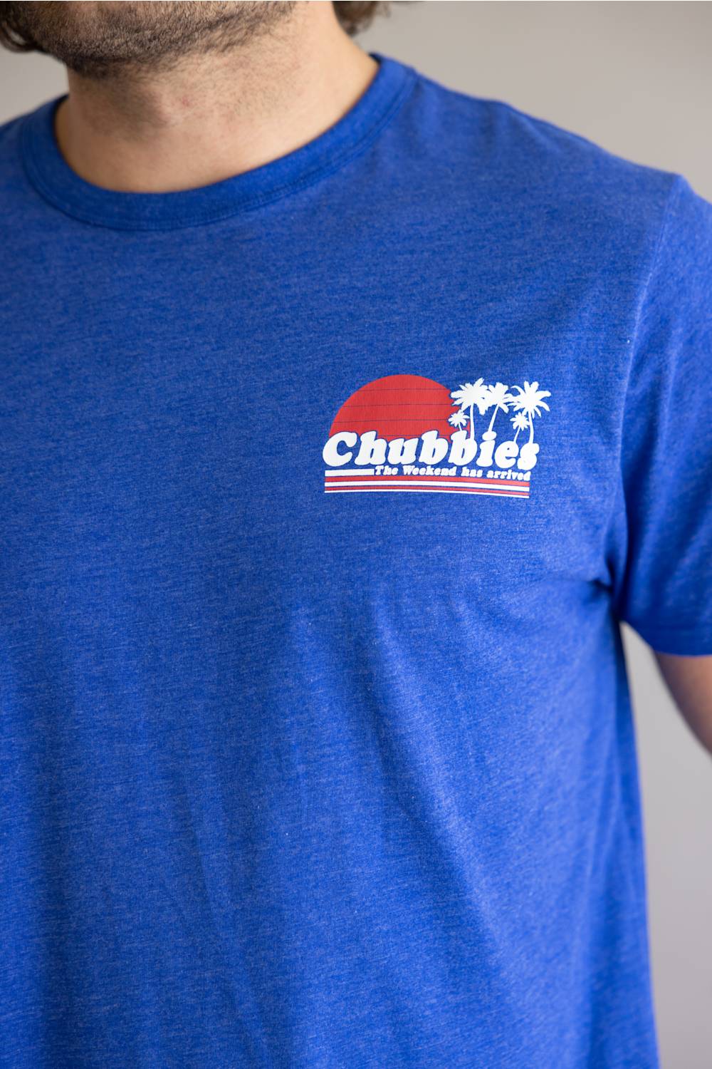 Chubbies Ol’ College Try T-Shirt for Men in Bright Blue