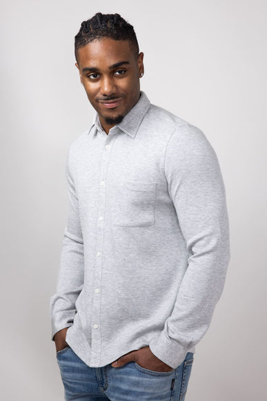 Civil Society Nick Model Knit Button Up Shirt for Men in Heather Gray