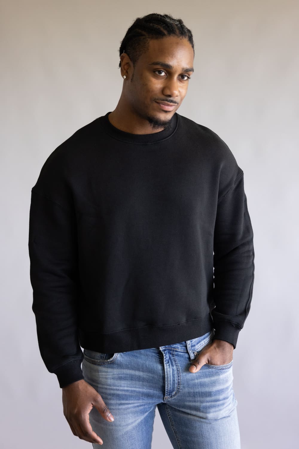 Denim & Flower Bandana Back Crewneck for Men in Black