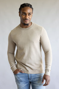 Denim & Flower Knit Crew Tee for Men in Stone