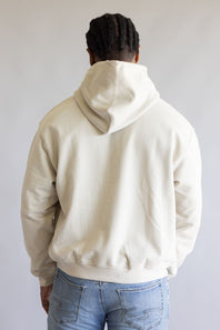 Denim & Flower Hoodie for Men in Cream