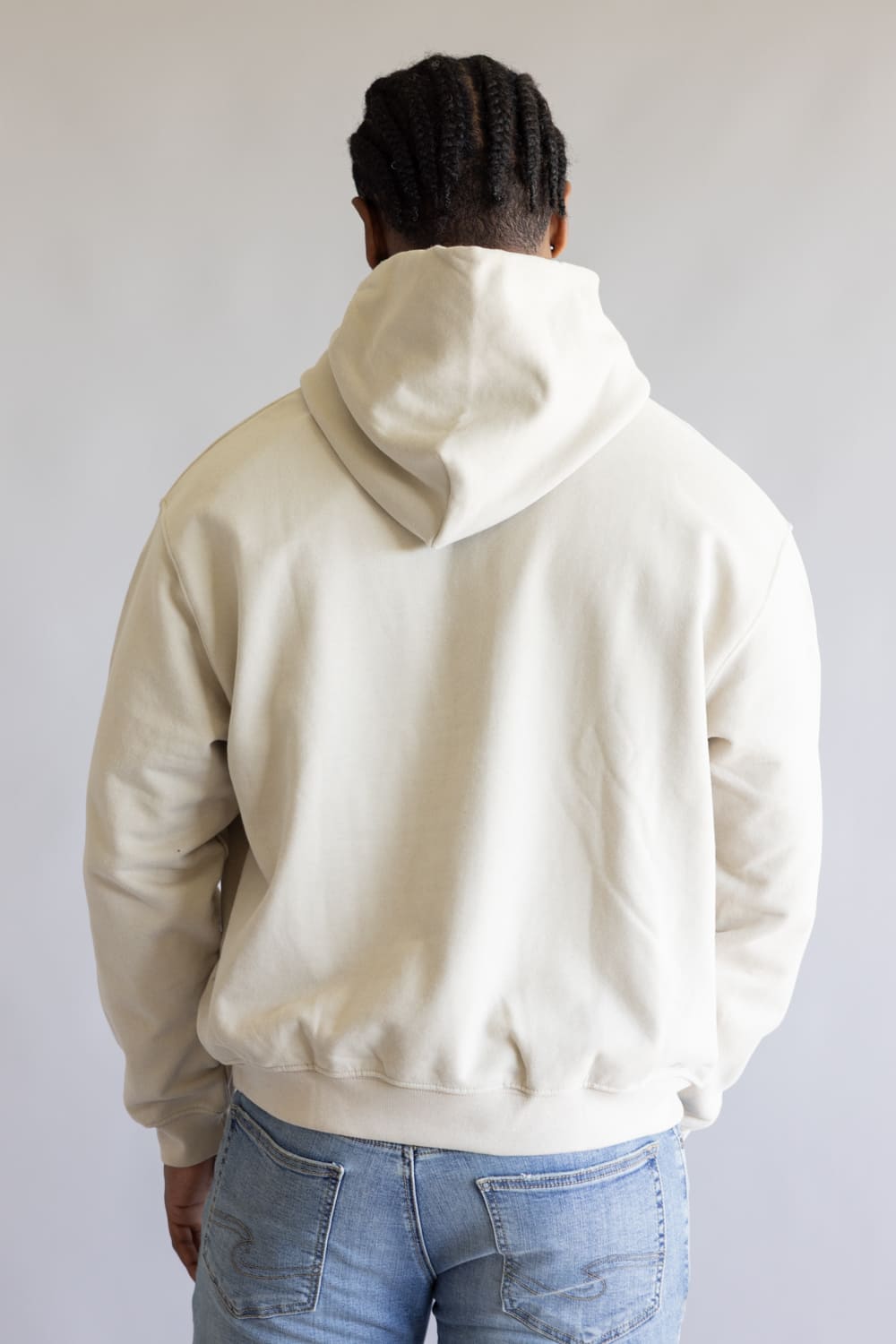 Denim & Flower Hoodie for Men in Cream