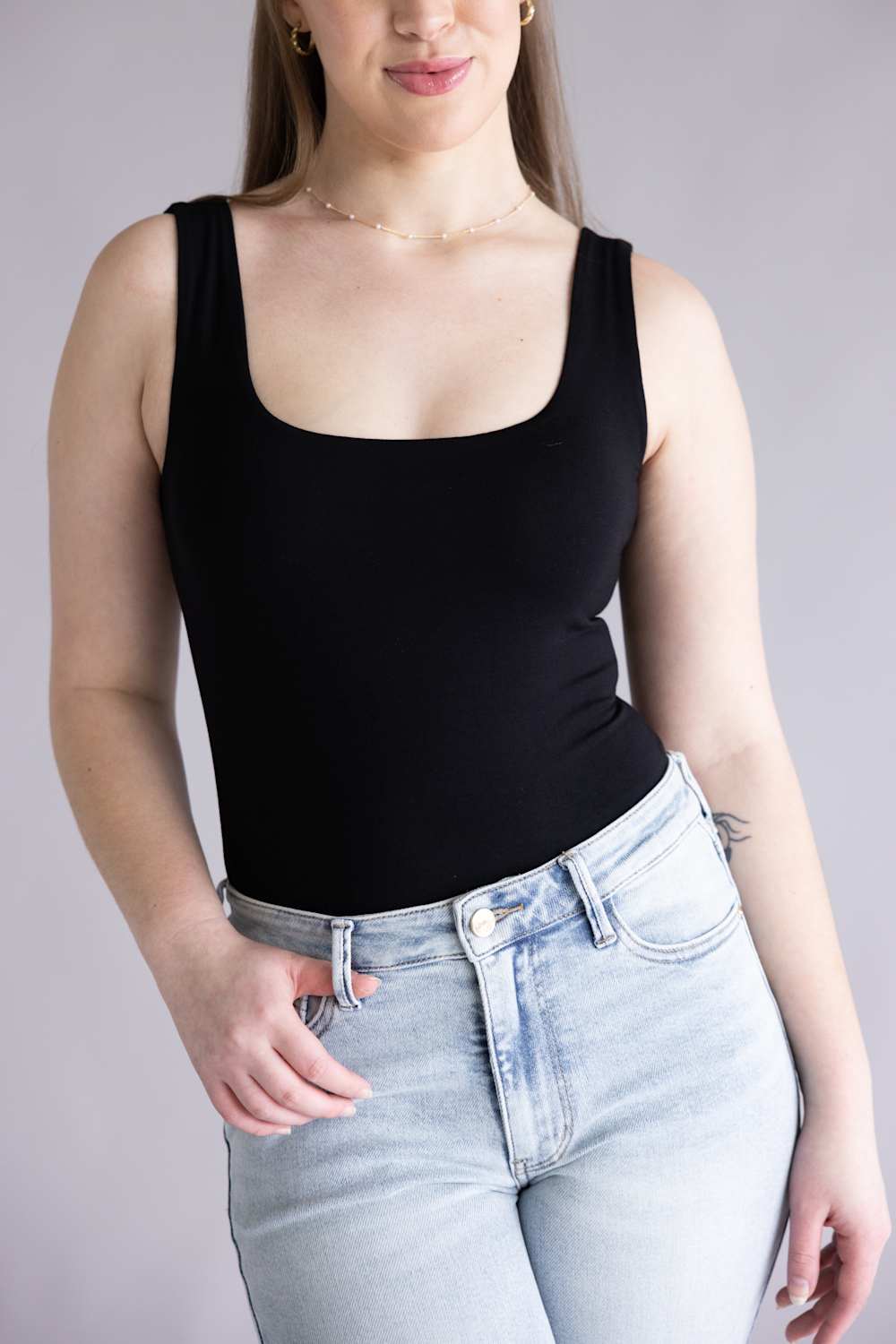 Final Touch Double Layer Tank Top for Women in Black