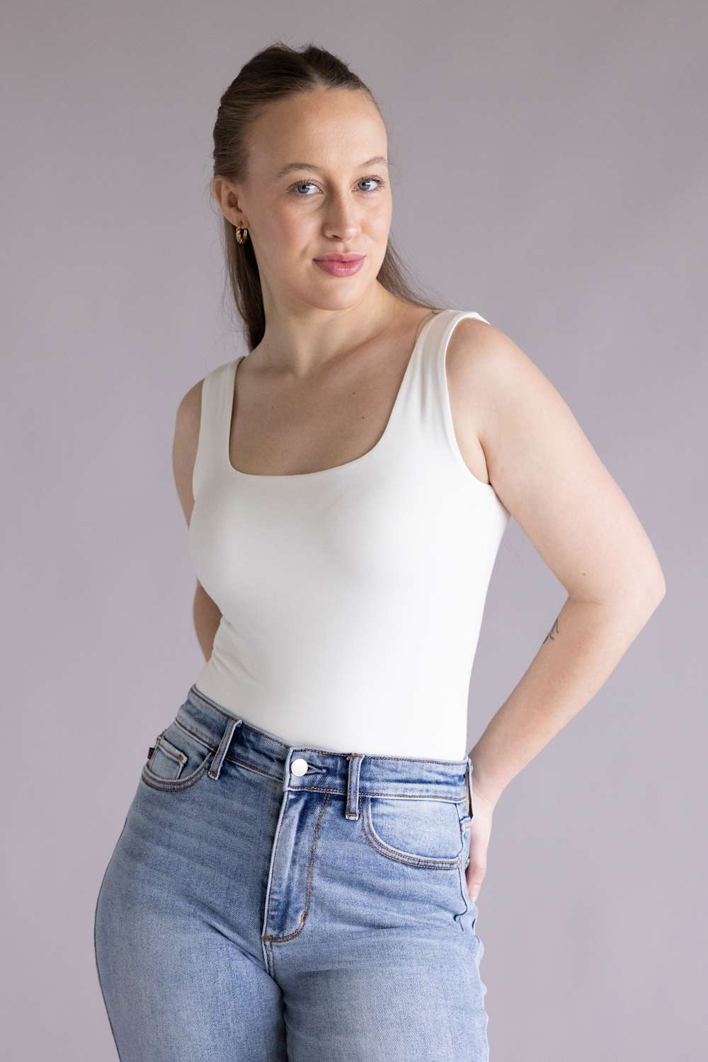 Final Touch Double Layer Tank Top for Women in White