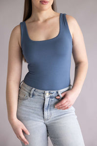 Final Touch Double Layer Tank Top for Women in Slate