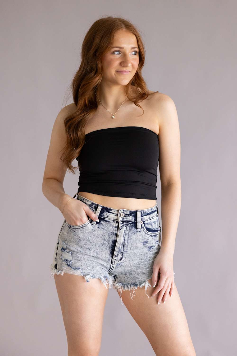 Double Layer Tube Top for Women in Black
