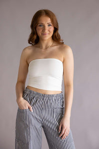 Double Layer Tube Top for Women in White