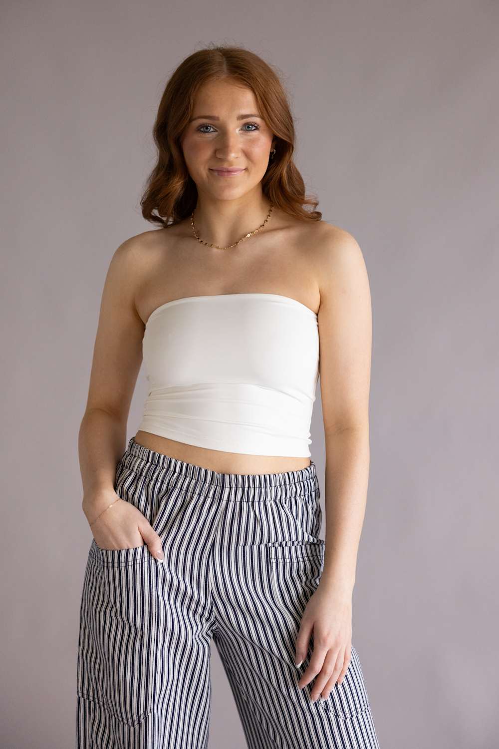 Double Layer Tube Top for Women in White