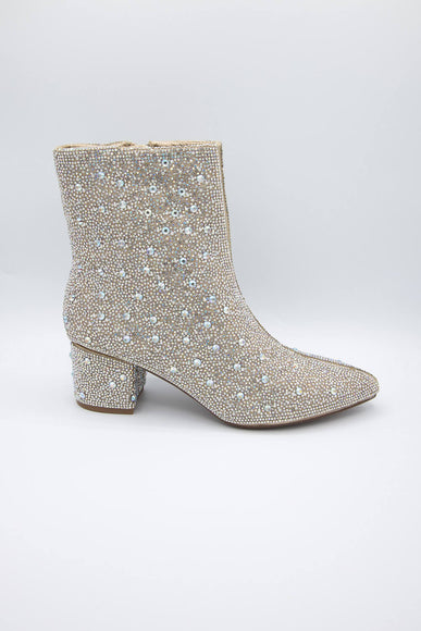 De Blossom Shoes Nori Rhinestone Booties for Women in Nude