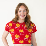 French Fry Crop Top for Women in Red